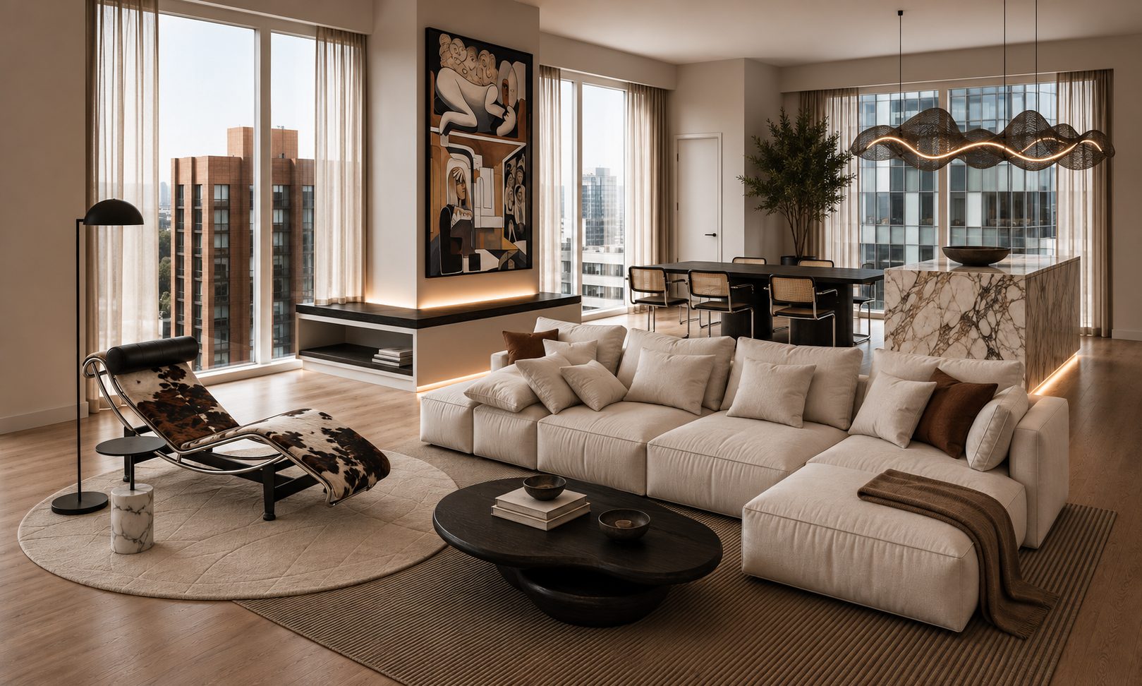 Sky House: интерьер с авторским светильником